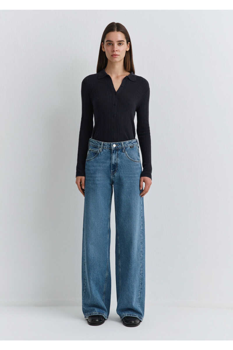 Mavi Sıena Iconic Puslu Indigo Mavisi Wide Leg Yüksek Bel Jean Pantolon 1010763-91357 - 4