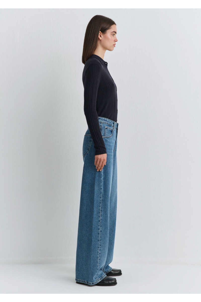 Mavi Sıena Iconic Puslu Indigo Mavisi Wide Leg Yüksek Bel Jean Pantolon 1010763-91357 - 7