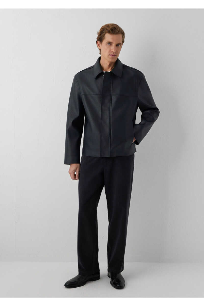 Mavi Siyah Suni Deri Loose Fit Erkek Ceket 0110858-71379 - 3