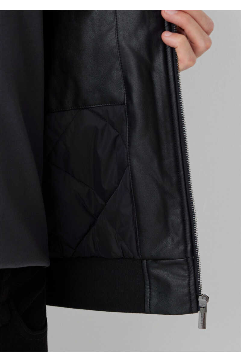 Mavi Siyah Suni Deri Regulat Fit Erkek Bomber Ceket 0110906-71379 - 7