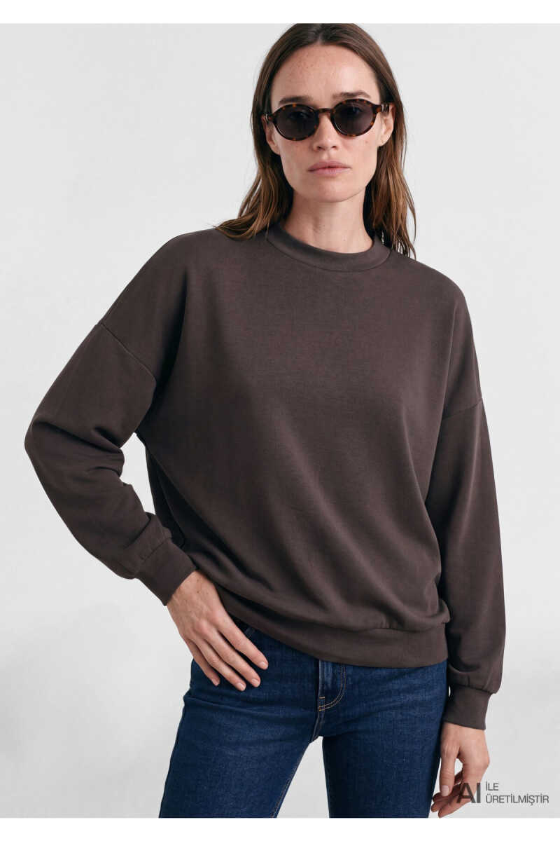 Mavi Soft-Premium (TENCEL™) Modal Karışımlı Kahverengi Oversize Kadın Sweatshirt 168837-89103