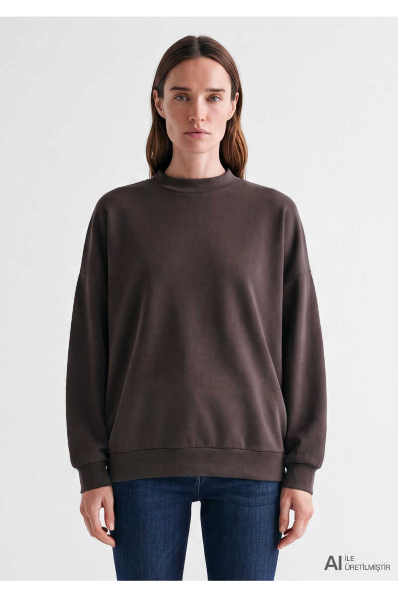 Mavi Soft-Premium (TENCEL™) Modal Karışımlı Kahverengi Oversize Kadın Sweatshirt 168837-89103 (1)