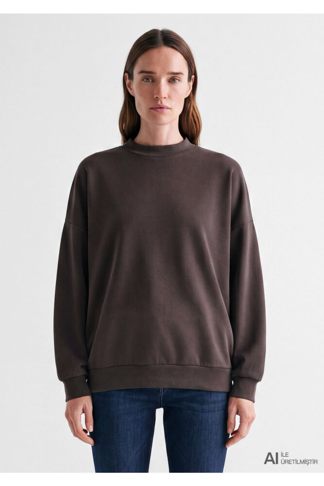 Mavi Soft-Premium (TENCEL™) Modal Karışımlı Kahverengi Oversize Kadın Sweatshirt 168837-89103 (1)