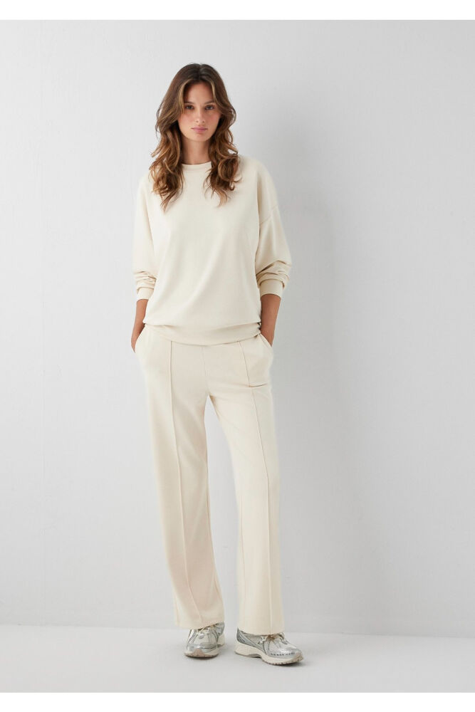 Mavi Sporty Lux Ekru TENCEL™ Modal Karışımlı Wide Leg Fit Kadın Eşofman Altı 1010634-80795