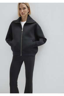 Mavi Sporty Lux Fermuarlı Siyah Oversize Kadın Sweatshirt 1S10295-900