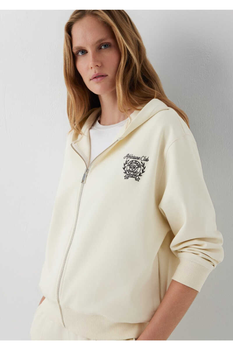 Mavi Sporty Lux Kapüşonlu Fermuarlı Ekru Loose Fit Kadın Sweatshirt 1S10585-70065 - 3