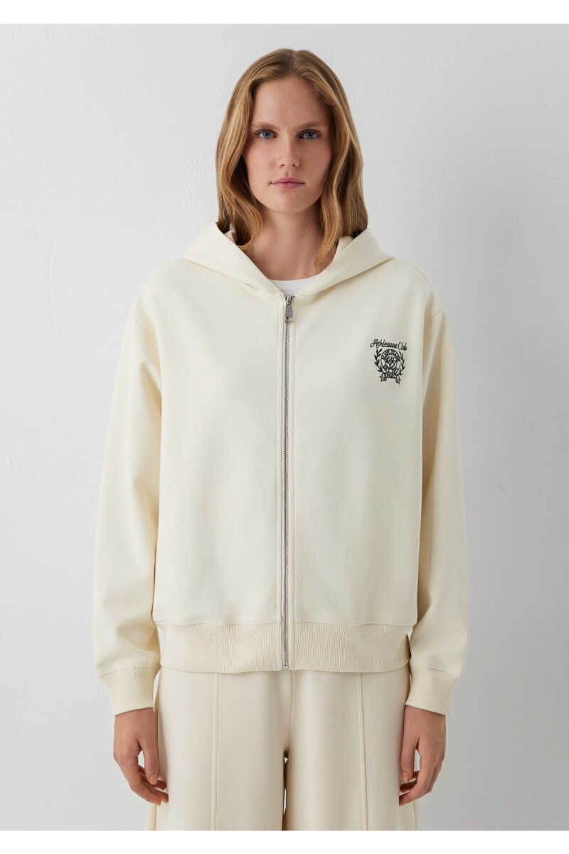 Mavi Sporty Lux Kapüşonlu Fermuarlı Ekru Loose Fit Kadın Sweatshirt 1S10585-70065 - 4