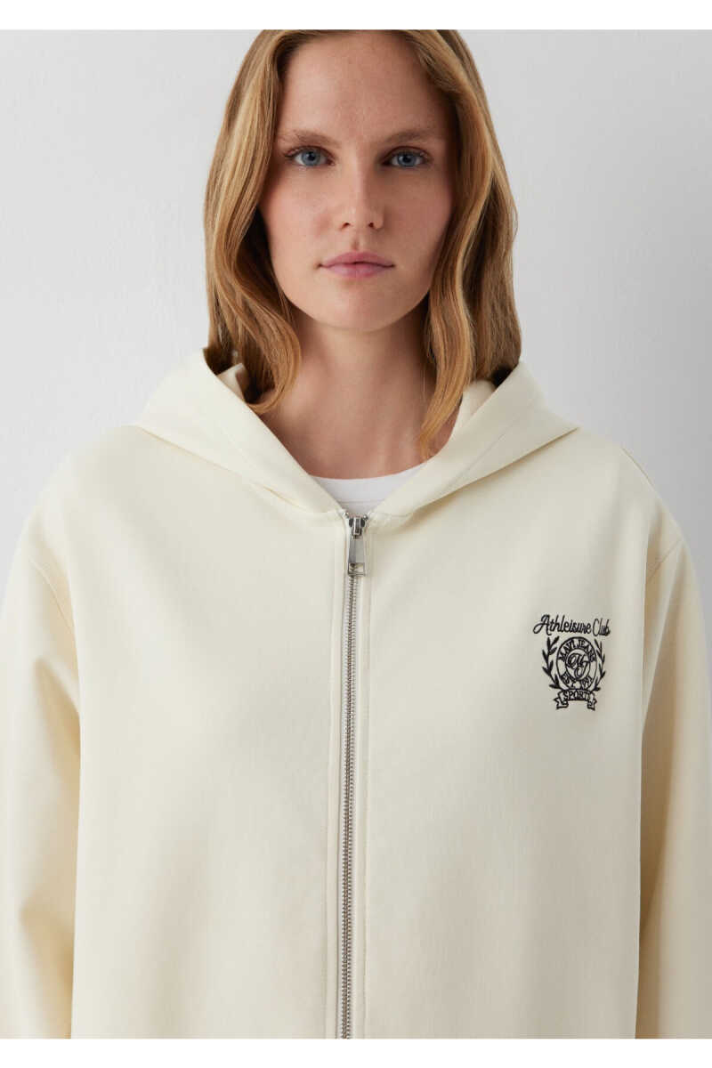 Mavi Sporty Lux Kapüşonlu Fermuarlı Ekru Loose Fit Kadın Sweatshirt 1S10585-70065 - 7