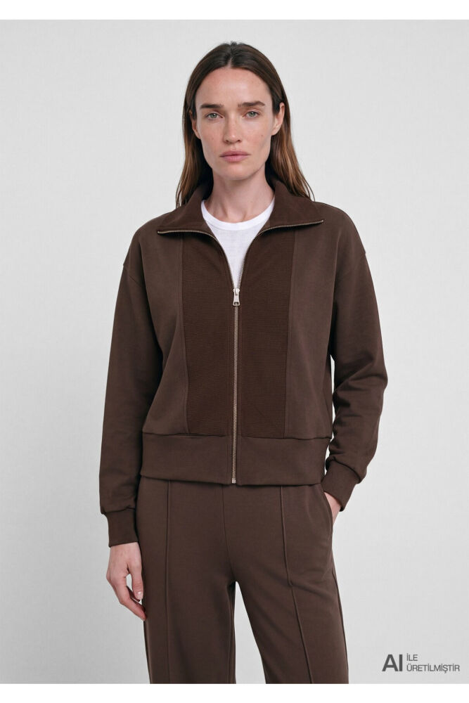 Mavi Sporty Lux (Tencel™) Modal Karışımlı Kahverengi Loose Fit Kadın Sweatshirt 1S10582-70240