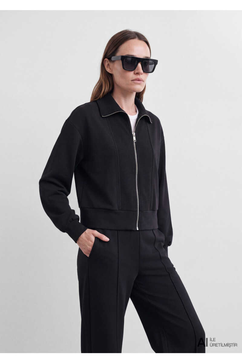 Mavi Sporty Lux (Tencel™) Modal Karışımlı Siyah Loose Fit Kadın Sweatshirt 1S10582-900 - 1
