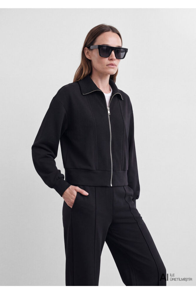 Mavi Sporty Lux (Tencel™) Modal Karışımlı Siyah Loose Fit Kadın Sweatshirt 1S10582-900