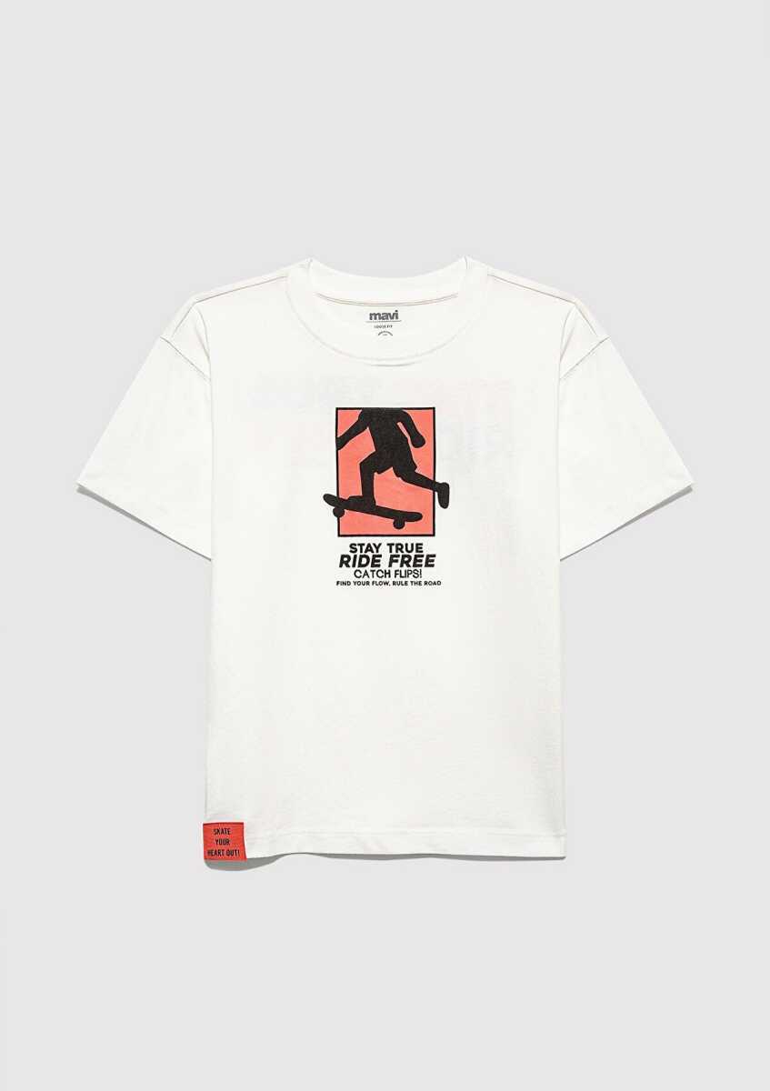 Mavi Stay True Baskılı Beyaz Çocuk Tişört 6610367-70057 - 1