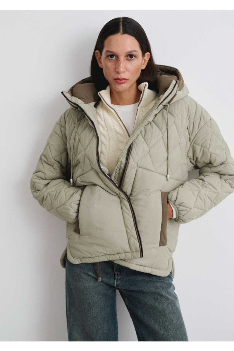 Mavi Su İtici Kapüşonlu Haki Kapitone Loose Fit Kadın Ceket 1110499-70360 - 2