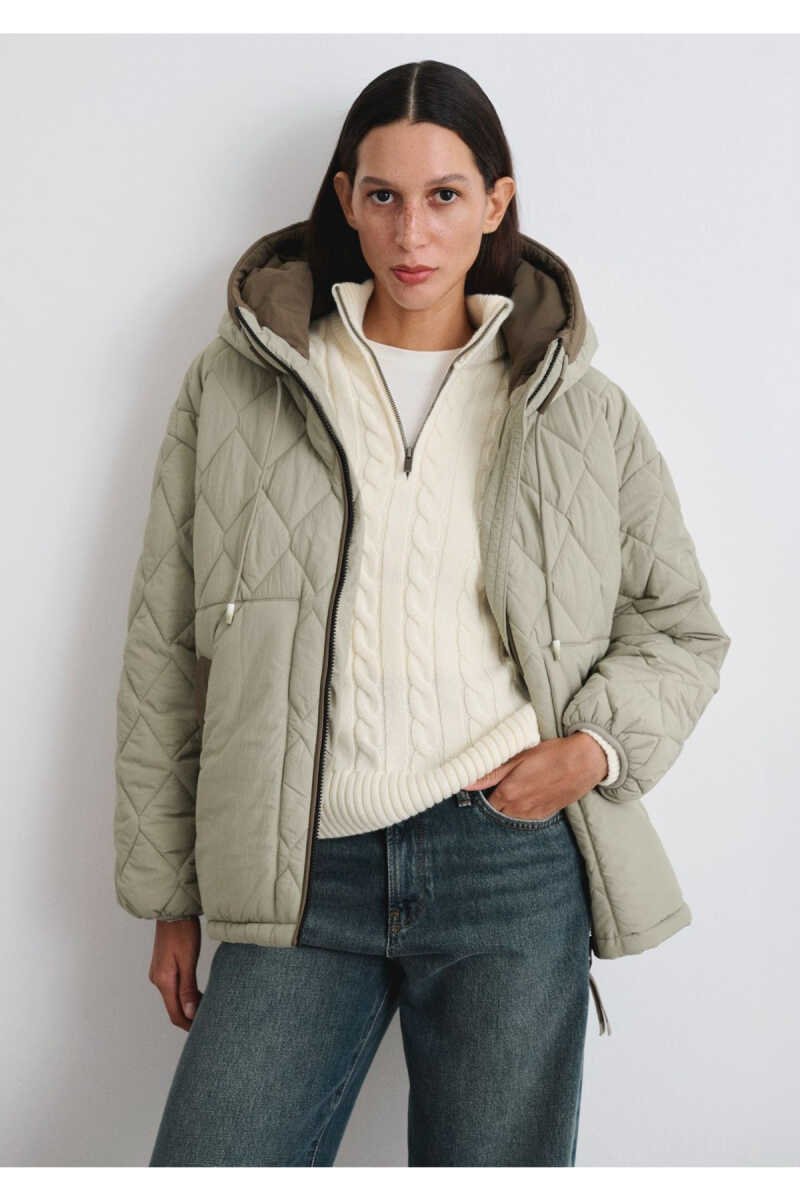 Mavi Su İtici Kapüşonlu Haki Kapitone Loose Fit Kadın Ceket 1110499-70360 - 4