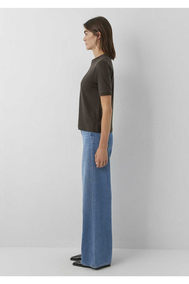 Mavi Tencel TM Lyocell Karışımlı Kahverengi Basic Kadın Tişört 1614365-90707 - 4