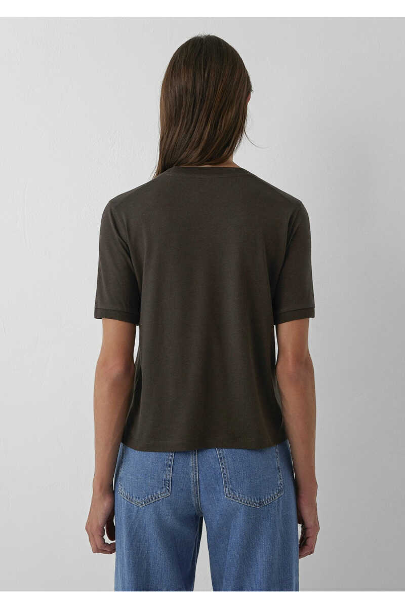 Mavi Tencel TM Lyocell Karışımlı Kahverengi Basic Kadın Tişört 1614365-90707 - 5