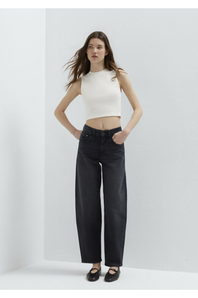 Mavi Tiya Iconic Antrasit Baggy Fit Yüksek bel Kadın Jean Pantolon 1018900-A3056