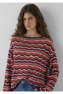Mavi Turuncu Jakarlı Loose Fit Kadın Kazak 1710972-91010