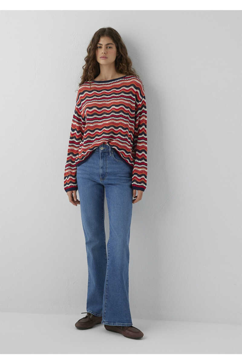 Mavi Turuncu Jakarlı Loose Fit Kadın Kazak 1710972-91010 - 3