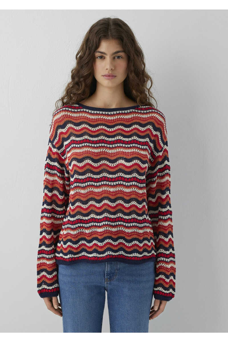 Mavi Turuncu Jakarlı Loose Fit Kadın Kazak 1710972-91010 - 4