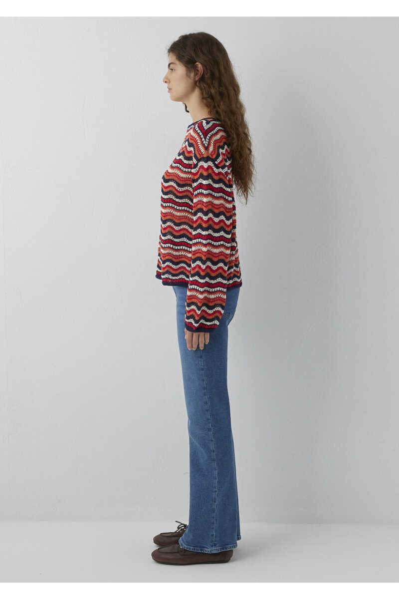Mavi Turuncu Jakarlı Loose Fit Kadın Kazak 1710972-91010 - 5