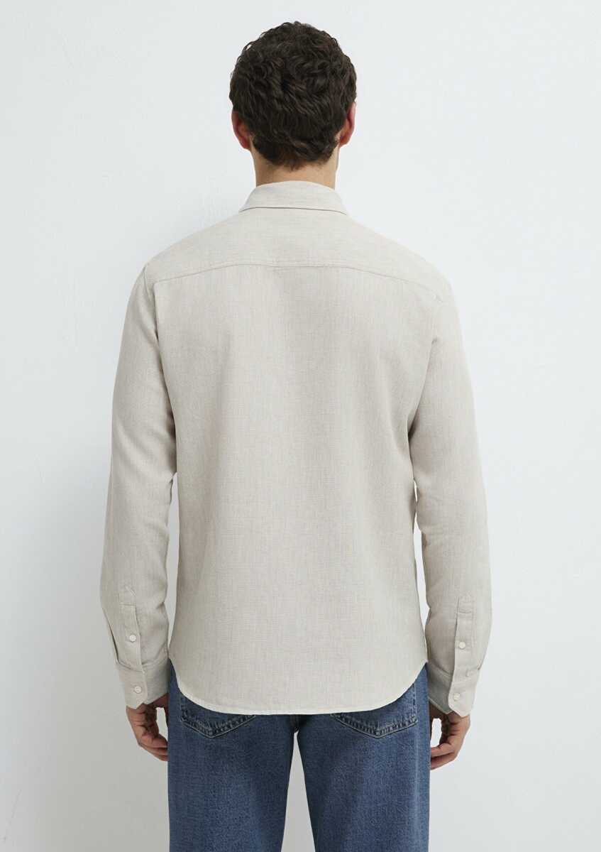 Mavi Uzun Kol Bej Erkek Gömlek 0211656-70145 - 5