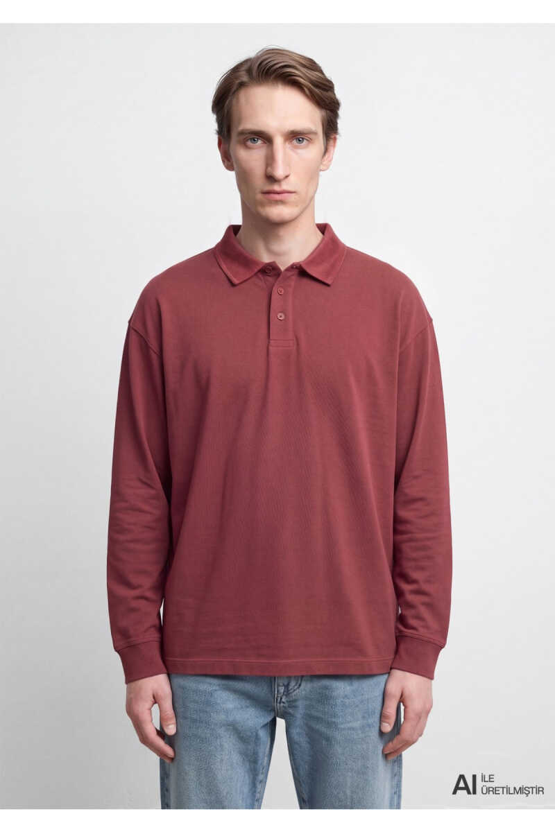 Mavi Uzun Kollu Bordo Erkek Polo Sweat 0620047-70409 - 3