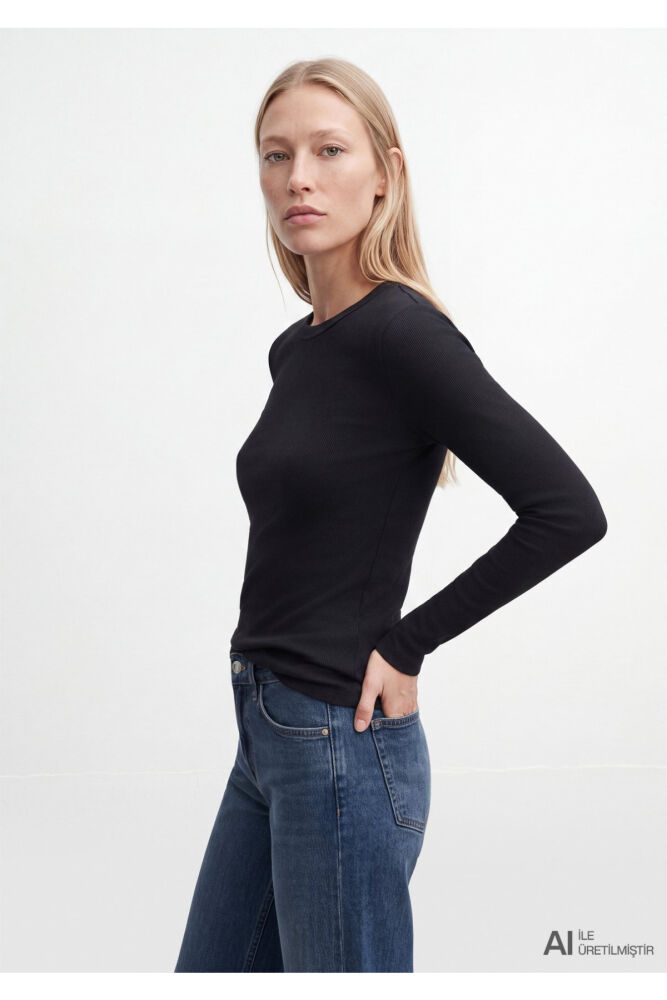 Mavi Uzun Kollu Siyah Basic Kadın Sweat 1612817-900