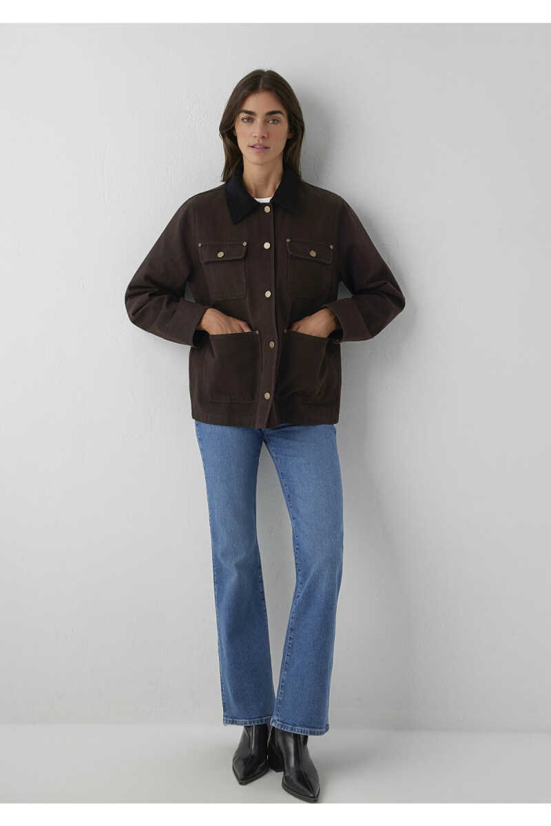 Mavi Yaka Detaylı Kahverengi Loose Fit Kadın Ceket 1110909-89103 - 2