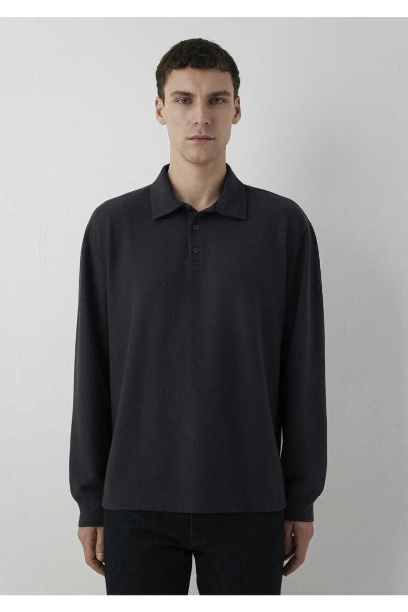 Mavi Yarı Düğmeli Antrasit Erkek Polo Sweat 0620041-88170 - 4