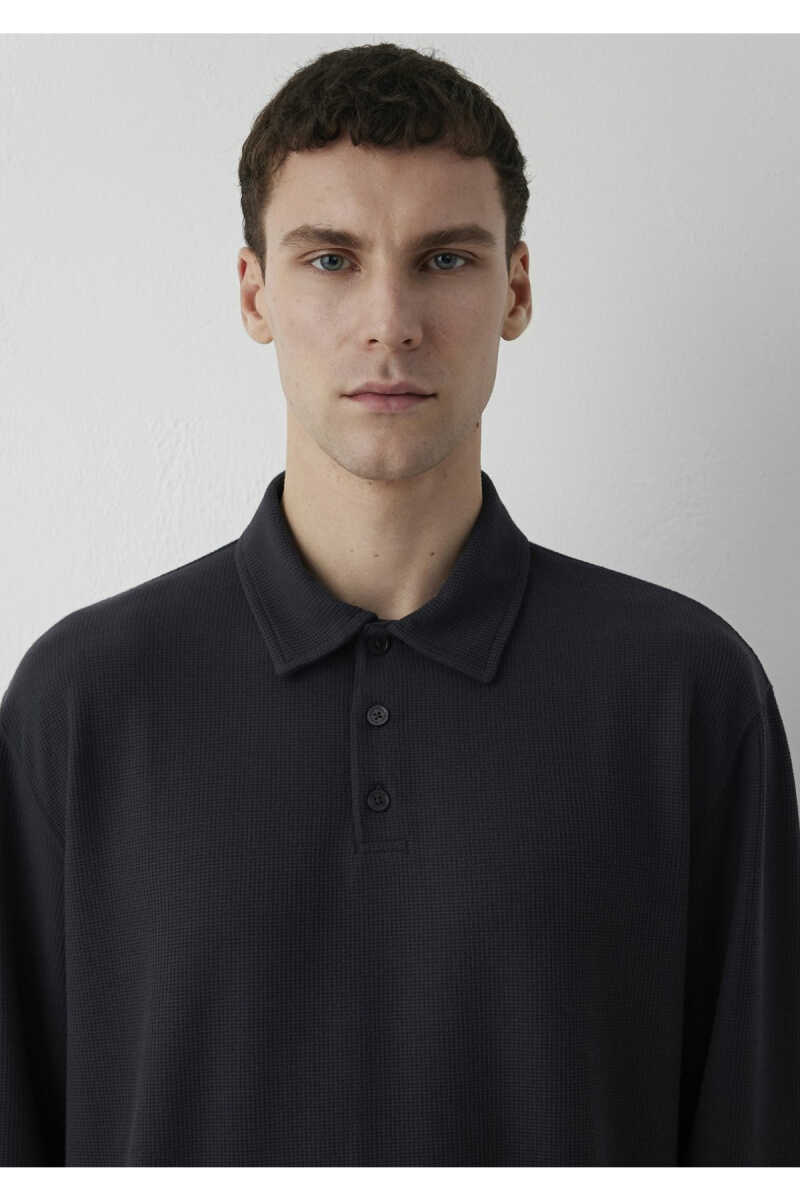 Mavi Yarı Düğmeli Antrasit Erkek Polo Sweat 0620041-88170 - 7
