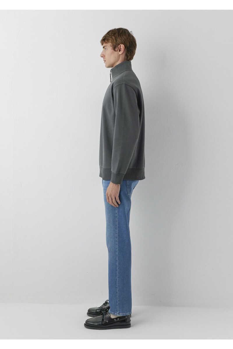 Mavi Yarı Fermuarlı Antrasit Basic Loose Fit Erkek Sweatshirt 0S10278-91268 - 4