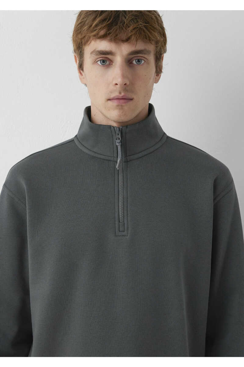 Mavi Yarı Fermuarlı Antrasit Basic Loose Fit Erkek Sweatshirt 0S10278-91268 - 6