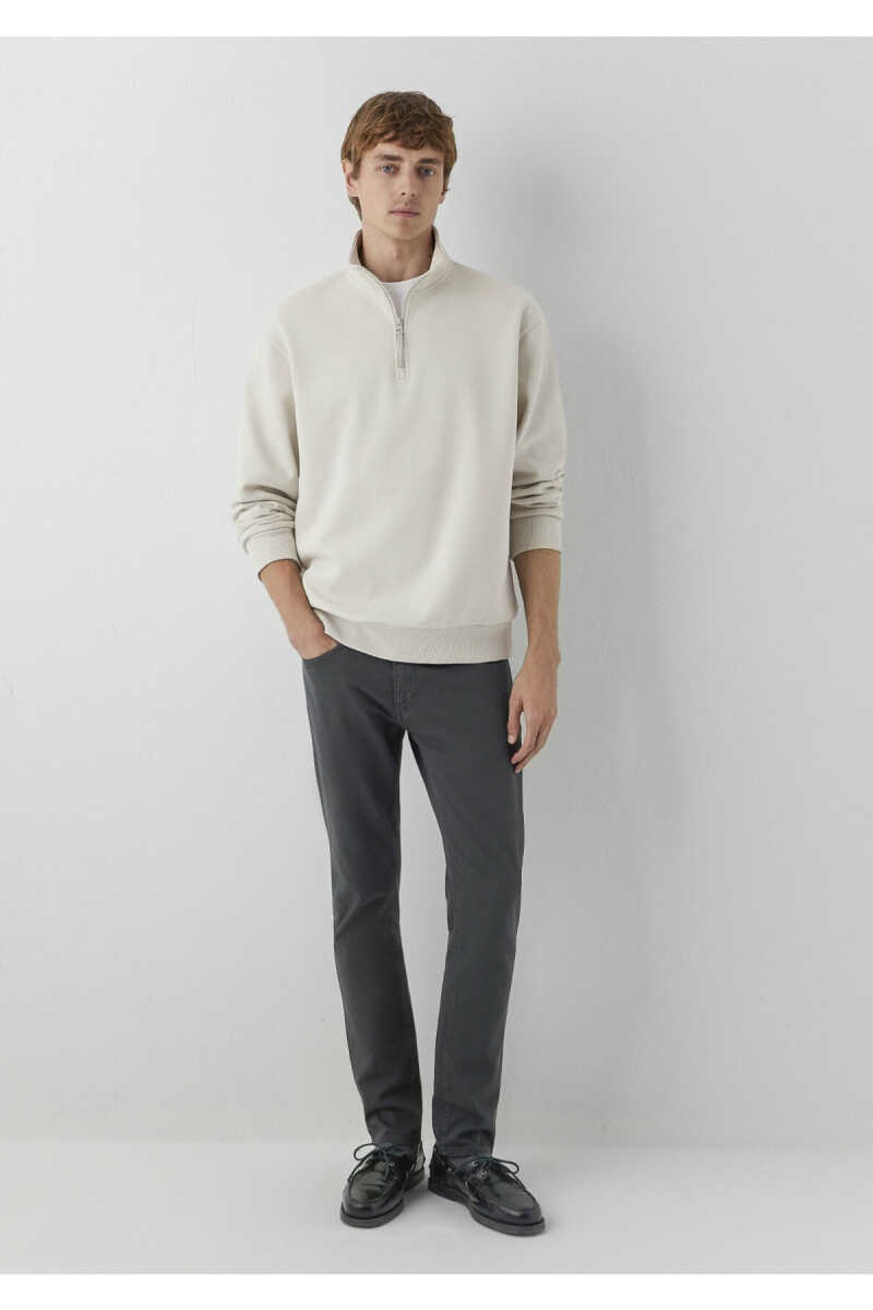 Mavi Yarı Fermuarlı Bej Basic Loose Fit Erkek Sweatshirt 0S10278-70144 - 1