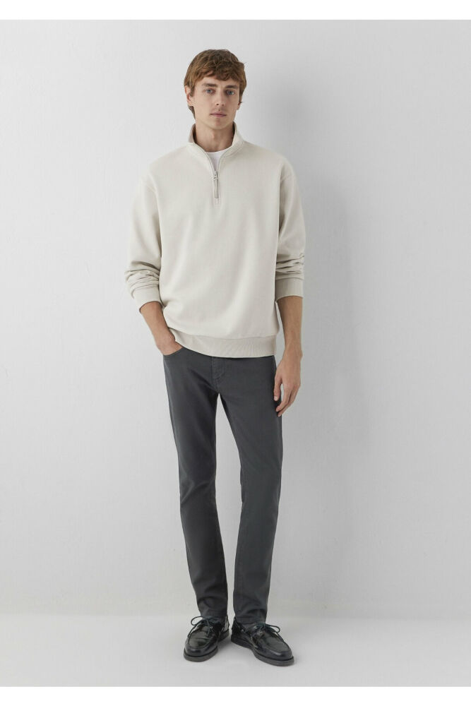 Mavi Yarı Fermuarlı Bej Basic Loose Fit Erkek Sweatshirt 0S10278-70144