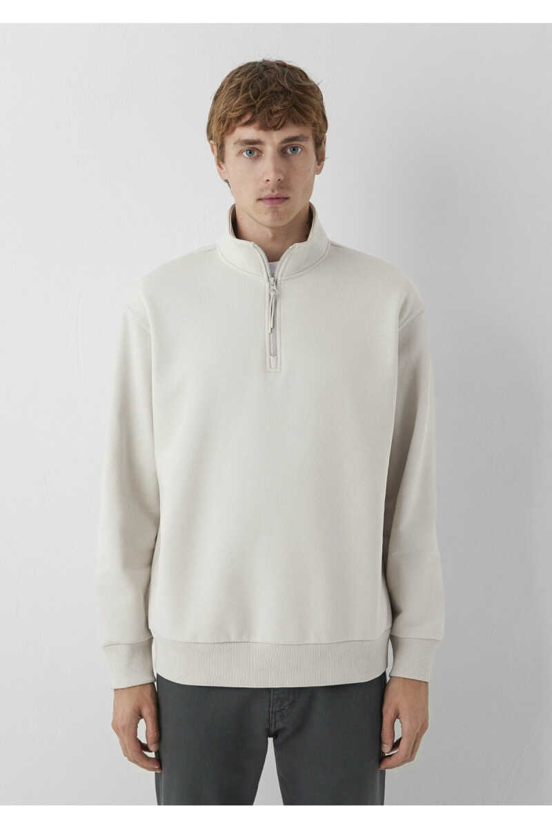 Mavi Yarı Fermuarlı Bej Basic Loose Fit Erkek Sweatshirt 0S10278-70144 - 3
