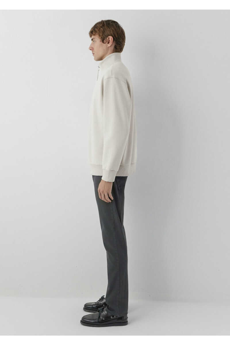 Mavi Yarı Fermuarlı Bej Basic Loose Fit Erkek Sweatshirt 0S10278-70144 - 4