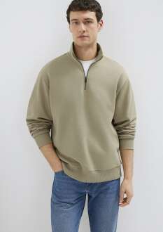 Mavi Yarı Fermuarlı Bordo Basic Loose Fit Erkek Sweatshirt 0S10419-70204