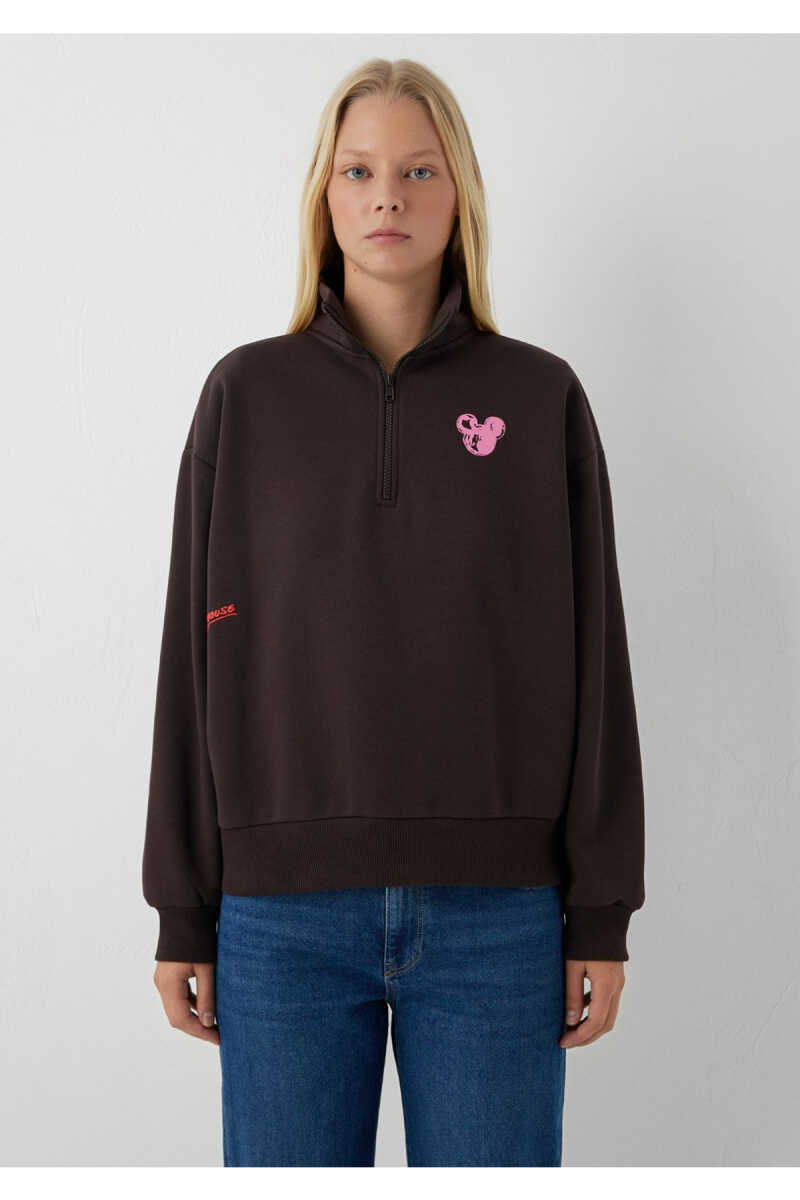 Mavi Yarı Fermuarlı Kahverengi İnterlok Loose Fit Kadın Sweatshirt 1S20033-70240 - 4