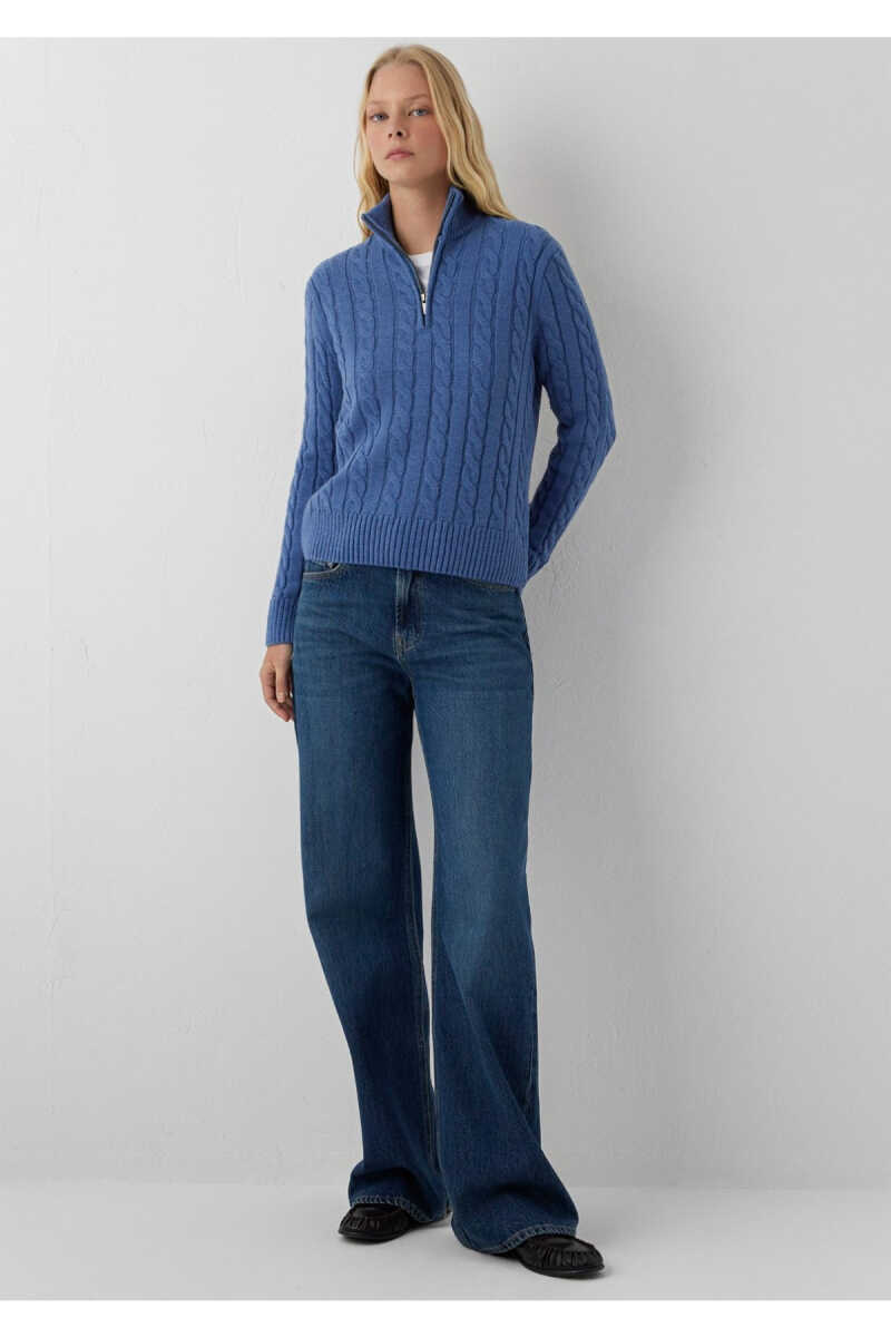 Mavi Yarı Fermuarlı Mavi Regular Fit Kadın Kazak 1710935-91724 - 3