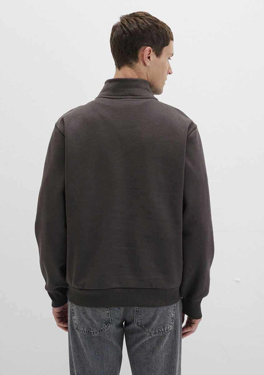 Mavi Yarı Fermuarlı Siyah Loose Fit Basic Erkek Sweat 0S10278-70219 - 4