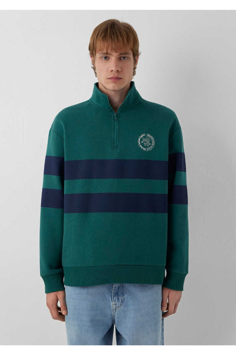 Mavi Yarı Fermuarlı Yeşil Loose Fit Erkek Sweatshirt 0S20110-71932 - 3