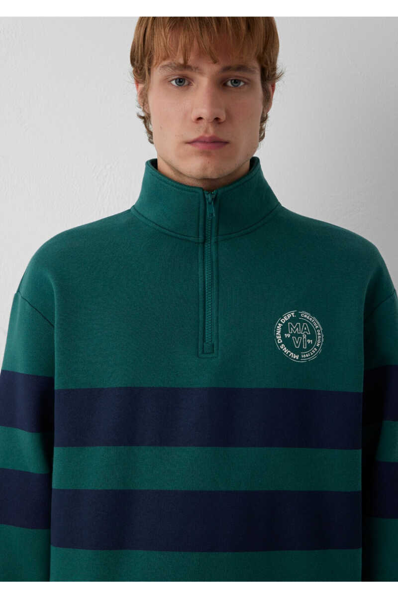 Mavi Yarı Fermuarlı Yeşil Loose Fit Erkek Sweatshirt 0S20110-71932 - 6