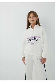 Mavi Yarım Femuarlı Ekru Loose Fit Çocuk Sweatshirt7S10191-70057