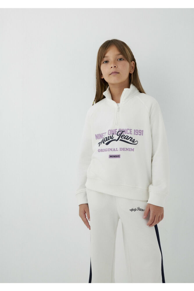 Mavi Yarım Femuarlı Ekru Loose Fit Çocuk Sweatshirt7S10191-70057