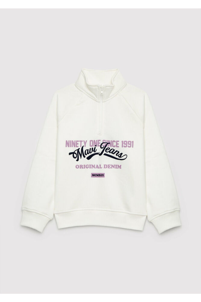 Mavi Yarım Femuarlı Ekru Loose Fit Çocuk Sweatshirt7S10191-70057 (1)
