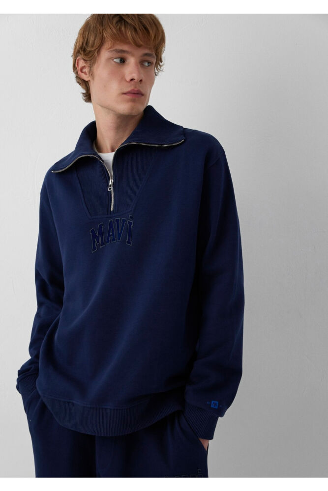 Mavi Yarım Fermuarlı Erkek Sweat 0S20212-84371