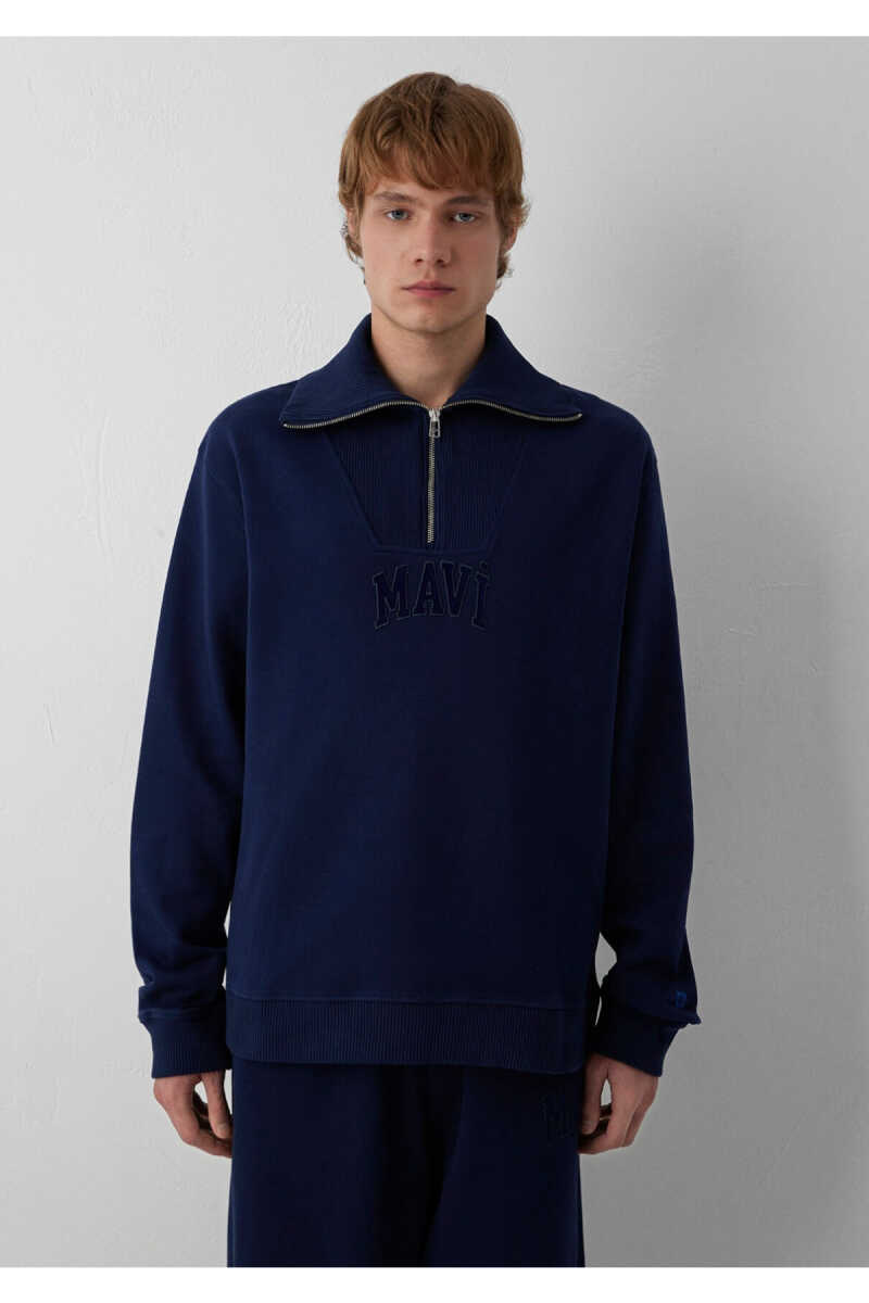Mavi Yarım Fermuarlı Erkek Sweat 0S20212-84371 - 4