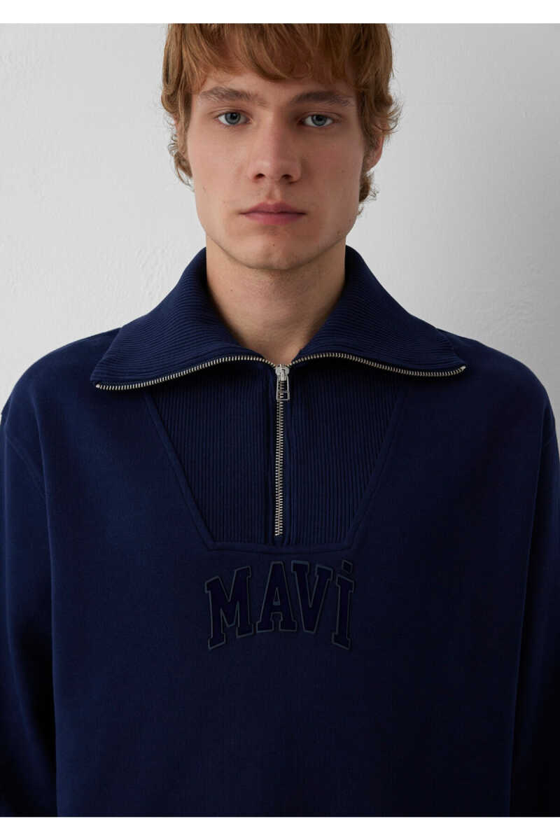 Mavi Yarım Fermuarlı Erkek Sweat 0S20212-84371 - 7