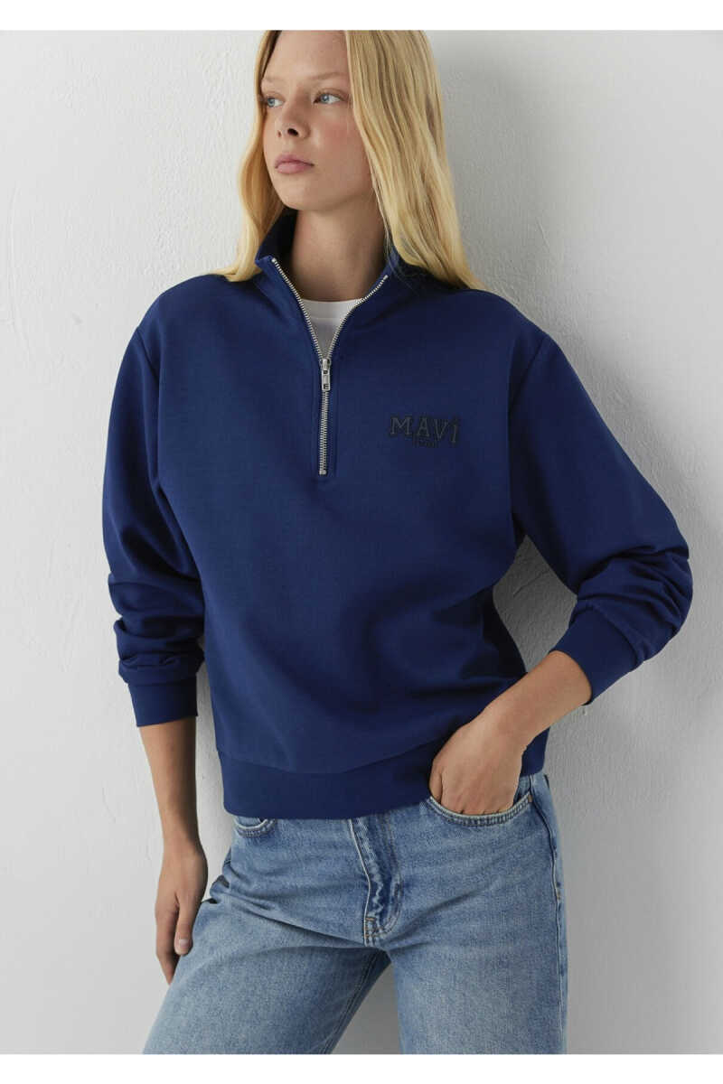Mavi Yarım Fermuarlı Kadın Sweat 1S10586-70491 - 1